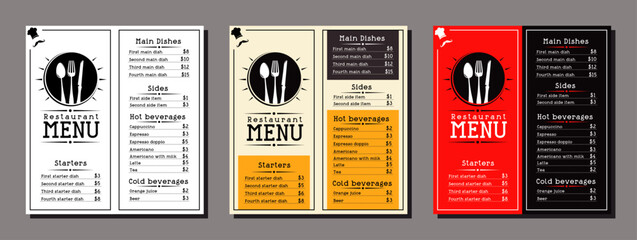 Restaurant menu card template in DL format - vector illustration