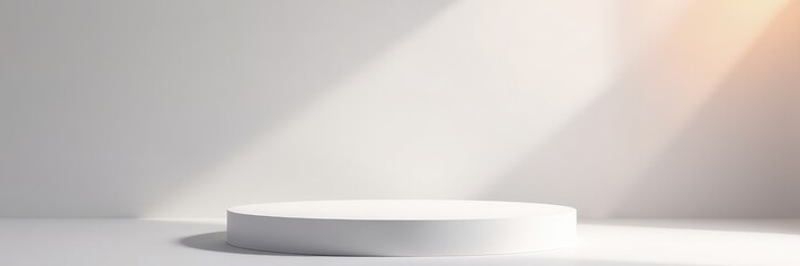 Empty round podium against a light background, light, podiuom, bright