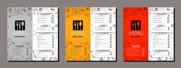 Restaurant menu card template in DL format - vector illustration