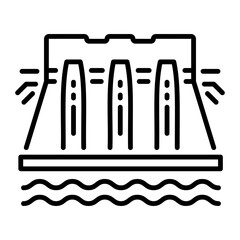 A line style icon of water dam 