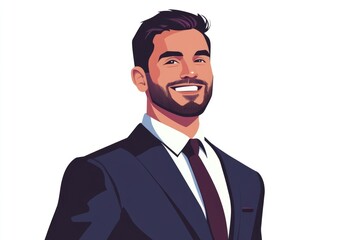 Smiling businessman portrait, vector illustration.  Confident, successful, professional.