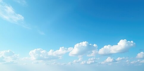 Fototapeta premium Cloudy blue sky with wispy white clouds scattered across the horizon, serene, cloud formations, natural