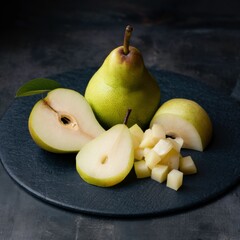 Ripe Pears: Whole, Halved & Close-Up