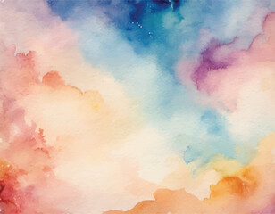 Watercolour hand painting colourful abstract background with paper texture