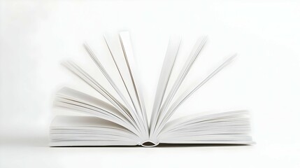 Fototapeta premium Open Book with White Pages on White Background