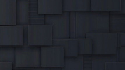 Overlapping dark gray squares and textured rectangles create a layered modern geometric background.