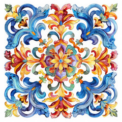 Colorful tile with a flower design