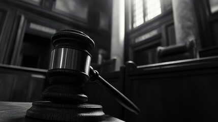 Gavel in courtroom, justice or legal theme, judge's hammer, law and order, courtroom scene, justice system, legal metaphor