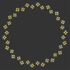 Simple Gold Floral Frame, Vintage, Wedding Frame, Luxury Gold Border, Elegant Circle, Vector