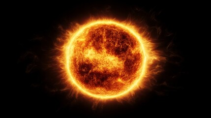 Fototapeta premium Glowing Sun Image, Space Art, Fiery Solar, Bright Sun Stock Photo, Solar Flare, Sun Surface Texture, Hot Sunlight