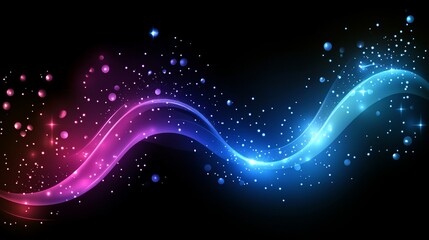 Fototapeta premium In a striking abstract composition, vibrant neon waves of light with graceful curving patterns of purple, blue, and pink create a futuristic and visually captivating design