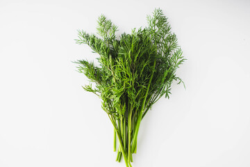 Bunch of green dill on white background