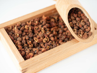 Sichuan pepper on a white background