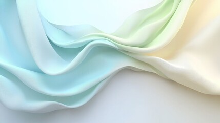 Obraz premium Abstract pastel fabric waves in soft hues of blue, green, and cream for elegant and gentle texture backgrounds.