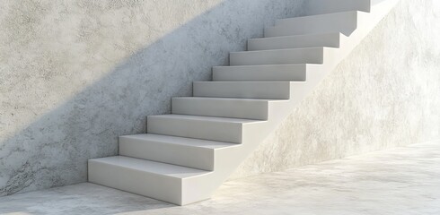 A staircase with white steps, isolated on a white background