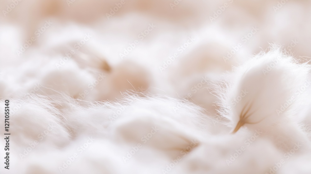 Poster Closeup of fluffy cotton textures creating a soft and inviting atmosphere indoors : Generative AI