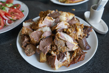 Plate with Tandoor Gosht meat in Uzbekistan