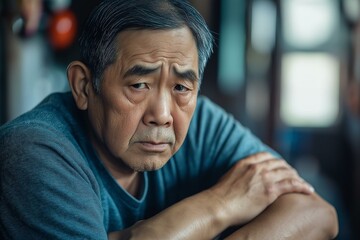 Fototapeta premium A thoughtful elderly man gazes introspectively, reflecting life's many experiences.