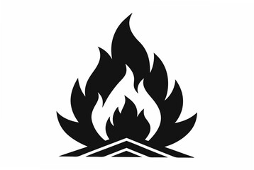 bonfire silhouette vector illustration