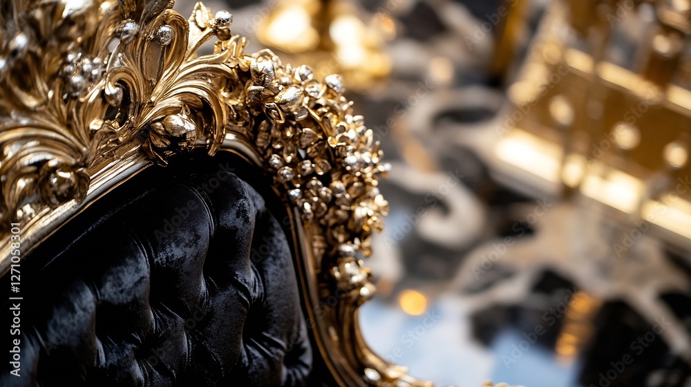 Aufkleber luxurious chair richly adorned with intricate golden details and plush texture for opulent decor : g