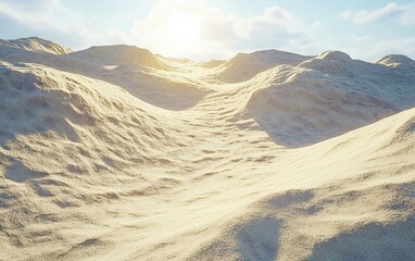 Fototapeta premium Rolling sand dunes with soft shadows from the sun