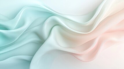 Obraz premium Elegant abstract waves of pastel colors blend in a silk-like texture, creating a serene and calming visual effect.