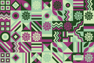 Bauhaus pattern, Geometric shape. Geometric mosaic. Scandinavian. Geometric mosaic print. retro wallpaper. Vector illustration