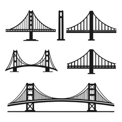 Clean and Simple Black Bridge Icons Set