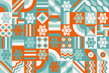 Bauhaus pattern, Geometric shape. Geometric mosaic. Scandinavian. Geometric mosaic print. retro wallpaper. Vector illustration