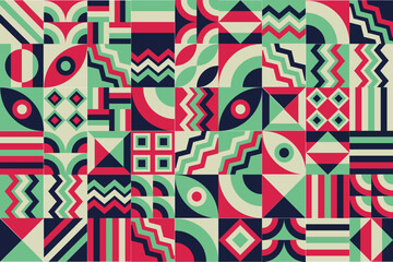 Bauhaus pattern, Geometric shape. Geometric mosaic. Scandinavian. Geometric mosaic print. retro wallpaper. Vector illustration