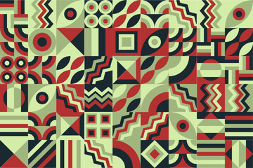 Bauhaus pattern, Geometric shape. Geometric mosaic. Scandinavian. Geometric mosaic print. retro wallpaper. Vector illustration