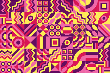Bauhaus pattern, Geometric shape. Geometric mosaic. Scandinavian. Geometric mosaic print. retro wallpaper. Vector illustration