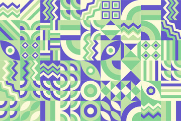 Bauhaus pattern, Geometric shape. Geometric mosaic. Scandinavian. Geometric mosaic print. retro wallpaper. Vector illustration