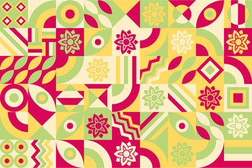 Bauhaus pattern, Geometric shape. Geometric mosaic. Scandinavian. Geometric mosaic print. retro wallpaper. Vector illustration