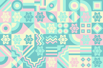 Bauhaus pattern, Geometric shape. Geometric mosaic. Scandinavian. Geometric mosaic print. retro wallpaper. Vector illustration