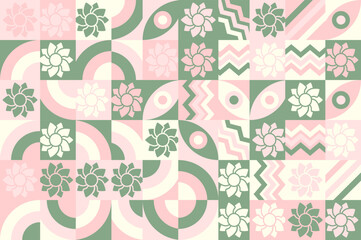 Bauhaus pattern, Geometric shape. Geometric mosaic. Scandinavian. Geometric mosaic print. retro wallpaper. Vector illustration