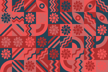 Bauhaus pattern, Geometric shape. Geometric mosaic. Scandinavian. Geometric mosaic print. retro wallpaper. Vector illustration