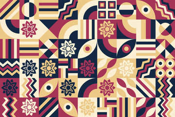 Bauhaus pattern, Geometric shape. Geometric mosaic. Scandinavian. Geometric mosaic print. retro wallpaper. Vector illustration