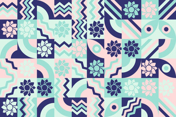 Bauhaus pattern, Geometric shape. Geometric mosaic. Scandinavian. Geometric mosaic print. retro wallpaper. Vector illustration