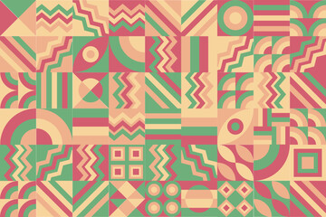 Bauhaus pattern, Geometric shape. Geometric mosaic. Scandinavian. Geometric mosaic print. retro wallpaper. Vector illustration
