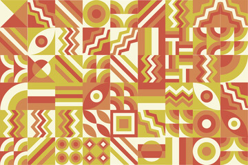 Bauhaus pattern, Geometric shape. Geometric mosaic. Scandinavian. Geometric mosaic print. retro wallpaper. Vector illustration
