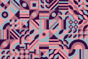 Bauhaus pattern, Geometric shape. Geometric mosaic. Scandinavian. Geometric mosaic print. retro wallpaper. Vector illustration