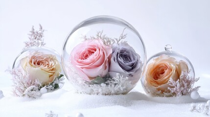 Elegant Glass Globes with Soft Pastel Roses
