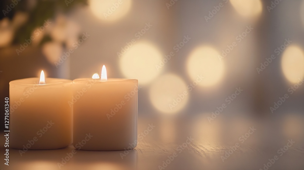 Aufkleber calming atmosphere created by glowing candles softly illuminating a serene environment in warm light