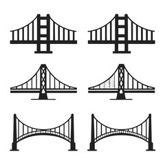 Vector Set of Black Bridge Icons