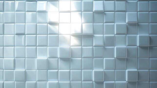 This seamless modern white ceramic mosaic tile wall background, with its pattern of glossy tiles, delivers a stylish and timeless design, providing a clean and elegant look perfect for kitchen and