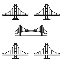Black Bridge Icon Set Simple Silhouettes