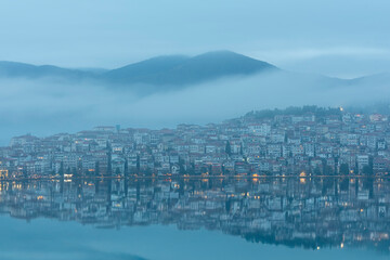 panorama of the foggy city