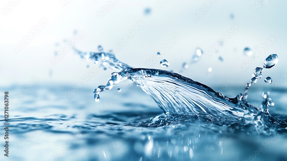 Poster dynamic water splash captured in crystal clear focus against minimalistic light background : generat