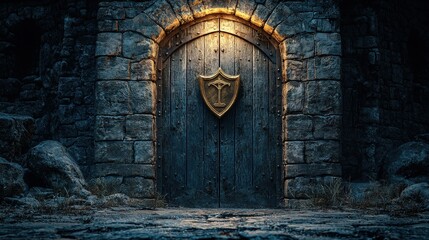 A rough and weathered stone wall displaying natural textures and solid architecture